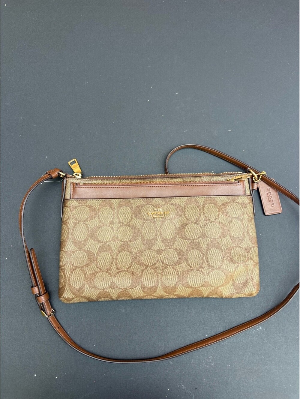Coach Signature Canvas Crossbody Bag with Leather Trim